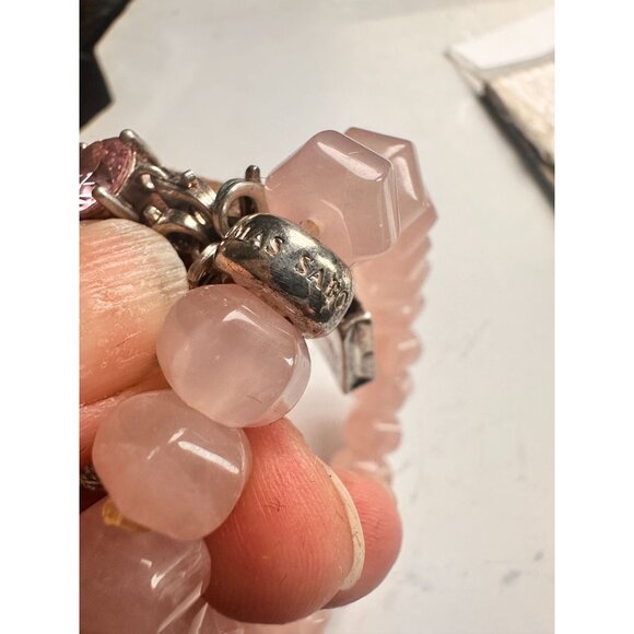 THOMAS SABO STERLING Silver & Rose Quartz Expanding Charm Bracelet - Picture 7 of 7